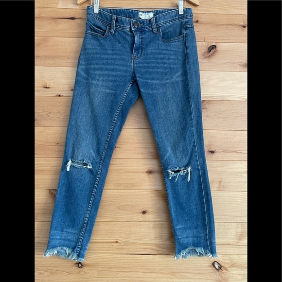 Free People Denim - Free People distressed blue jean with raw hem